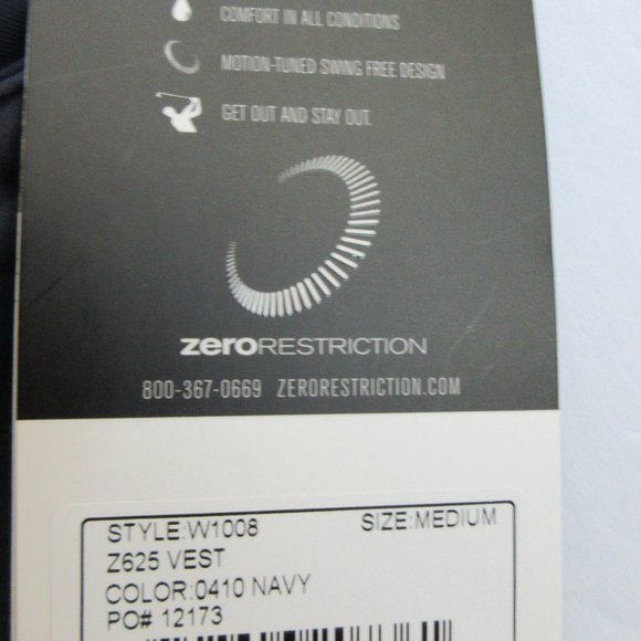 Zero Restriction Golf Vest Z625 Primaloft Navy Men's Medium Signature Bank Logo - Picture 14 of 16